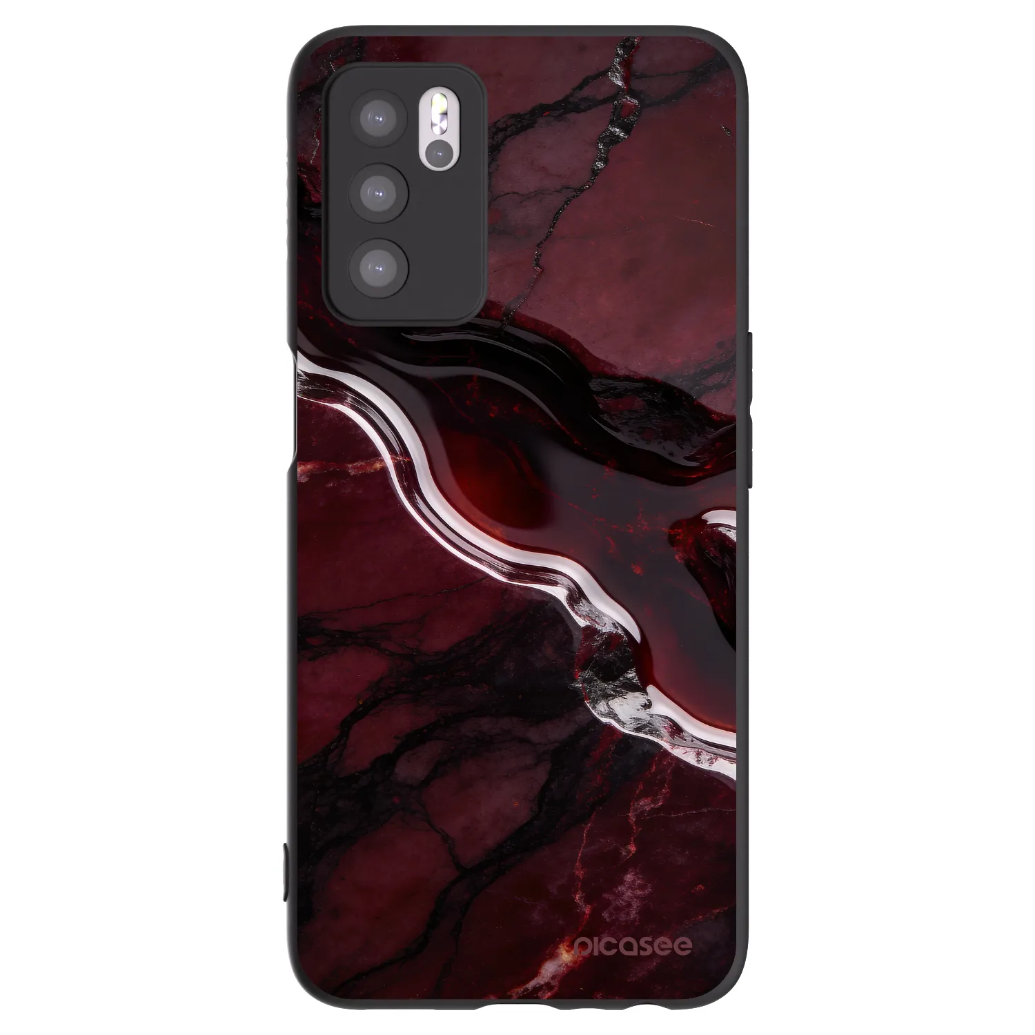 Picasee OPPO A16s Hülle - Schwarzes Silikon - Cherry stone