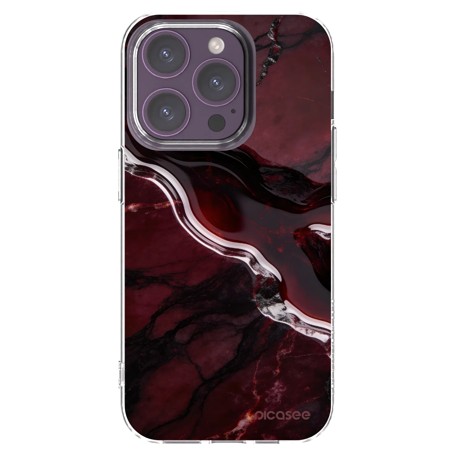 Picasee Apple iPhone 14 Pro Hülle - Transparentes Silikon - Cherry stone