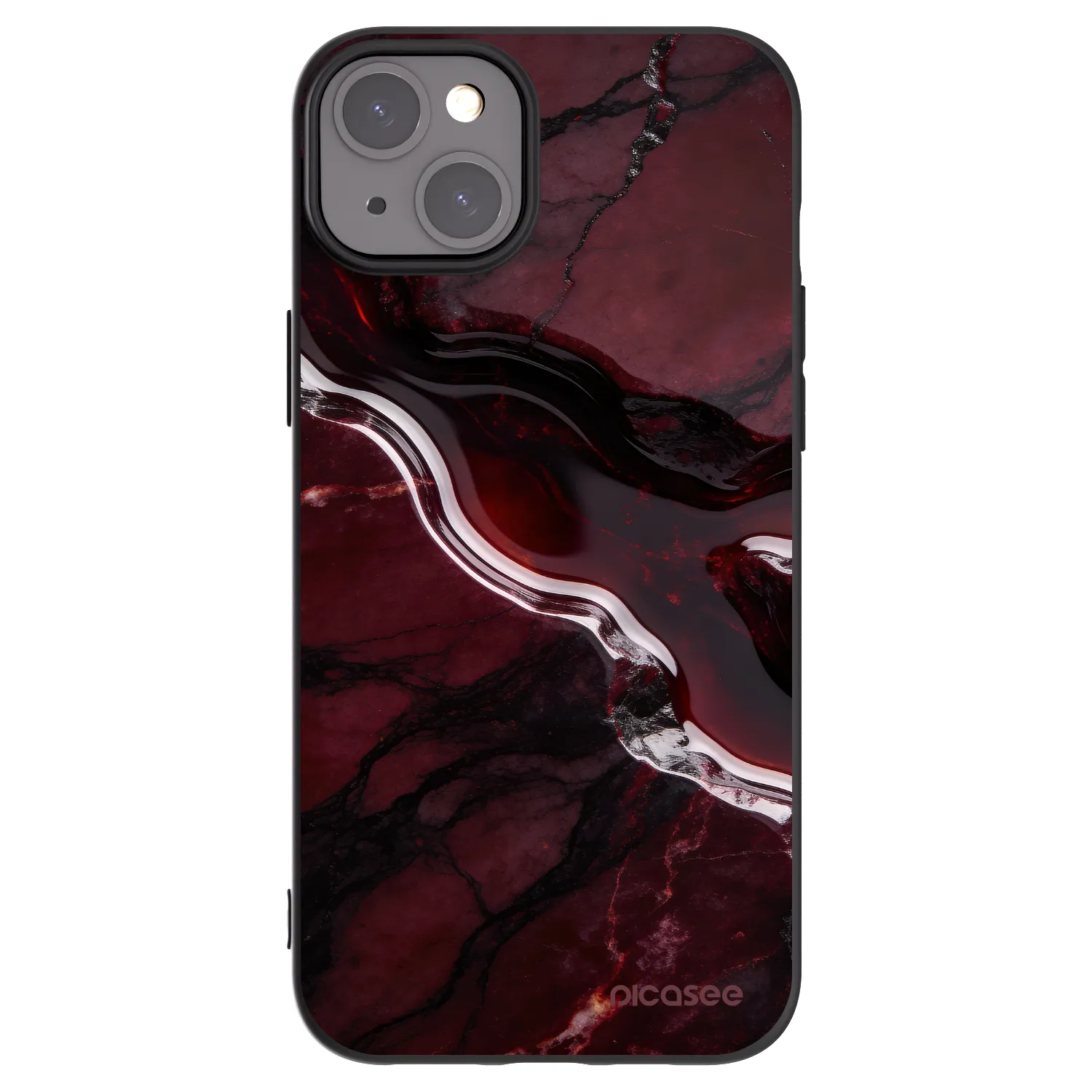 Picasee Apple iPhone 15 Plus Hülle - Schwarzes Silikon - Cherry stone