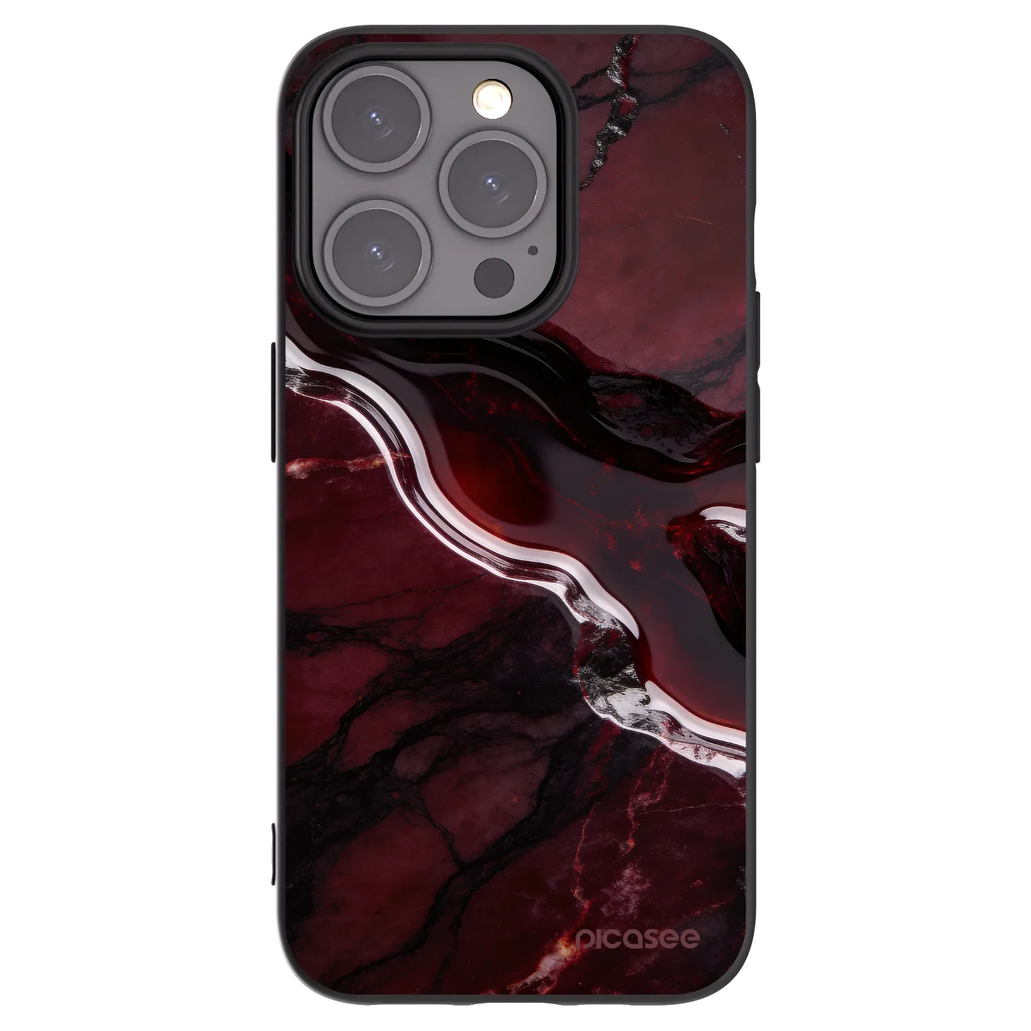Picasee Apple iPhone 15 Pro Hülle - Schwarzes Silikon - Cherry stone