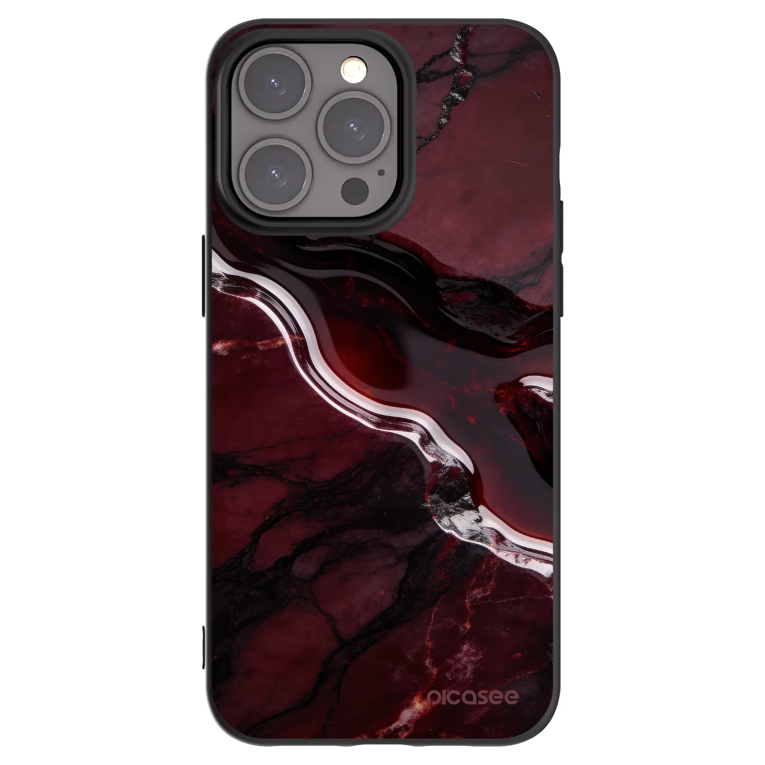 Picasee Apple iPhone 15 Pro Max Hülle - Schwarzes Silikon - Cherry stone