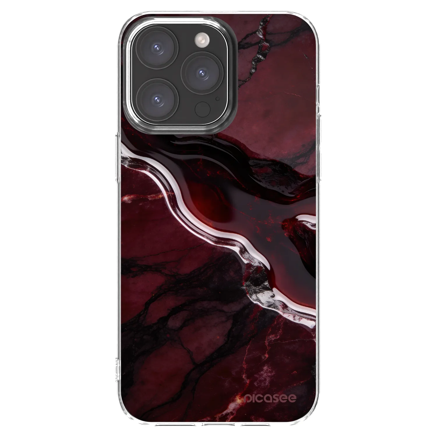 Picasee Apple iPhone 15 Pro Max Hülle - Transparentes Silikon - Cherry stone