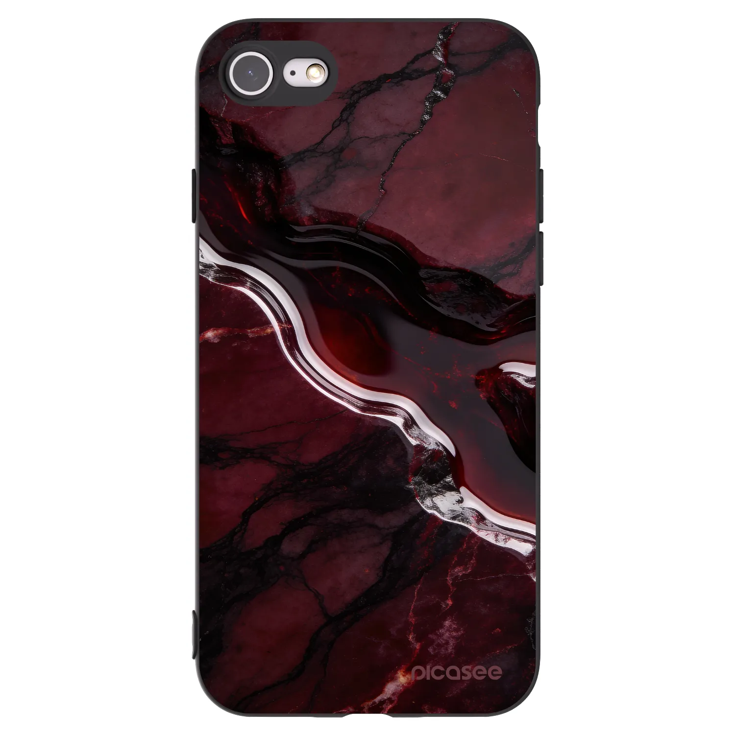 Picasee Apple iPhone 7 Hülle - Schwarzes Silikon - Cherry stone