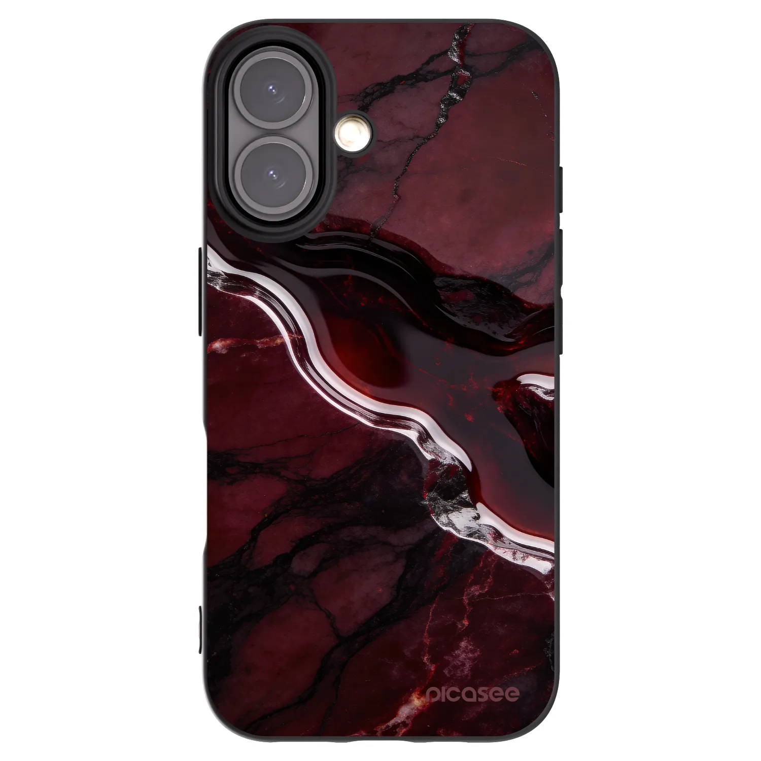 Picasee Apple iPhone 16 Hülle - Schwarzes Silikon - Cherry stone