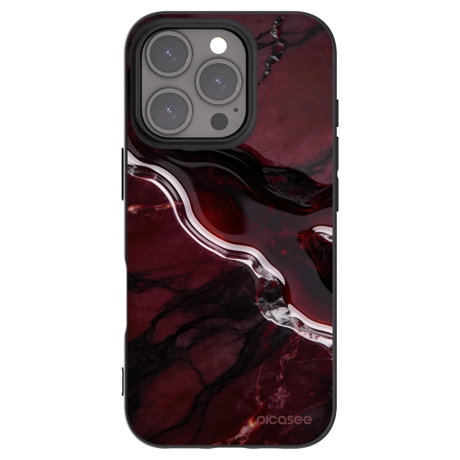 Picasee Apple iPhone 16 Pro Hülle - Schwarzes Silikon - Cherry stone