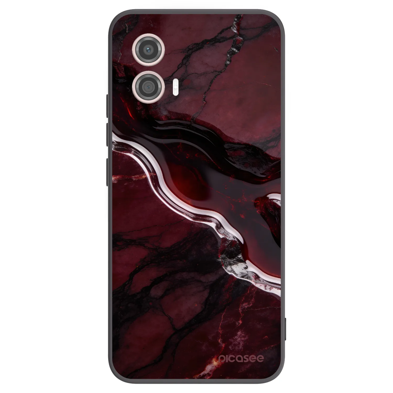 Picasee Motorola Moto G53 5G Hülle - Schwarzes Silikon - Cherry stone