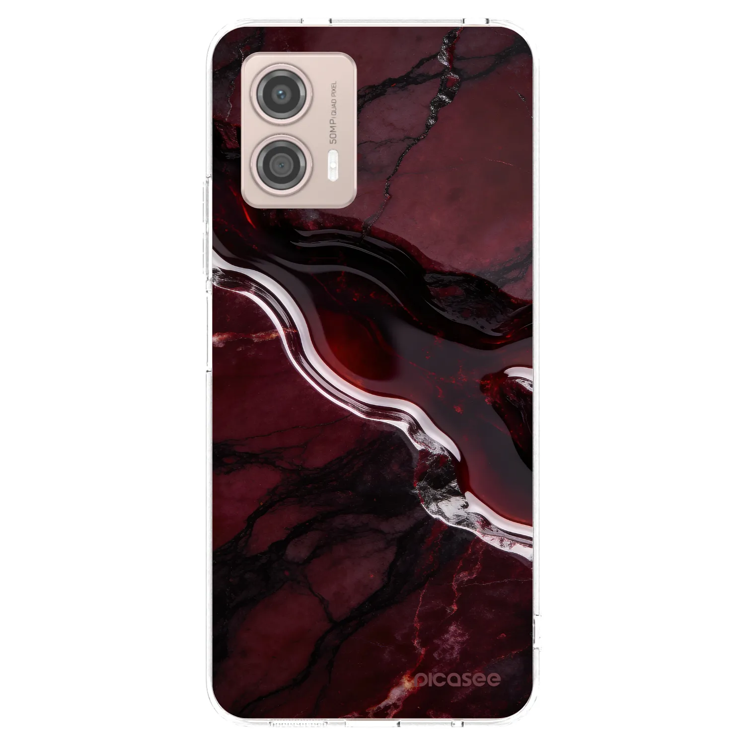 Picasee Motorola Moto G53 5G Hülle - Transparentes Silikon - Cherry stone