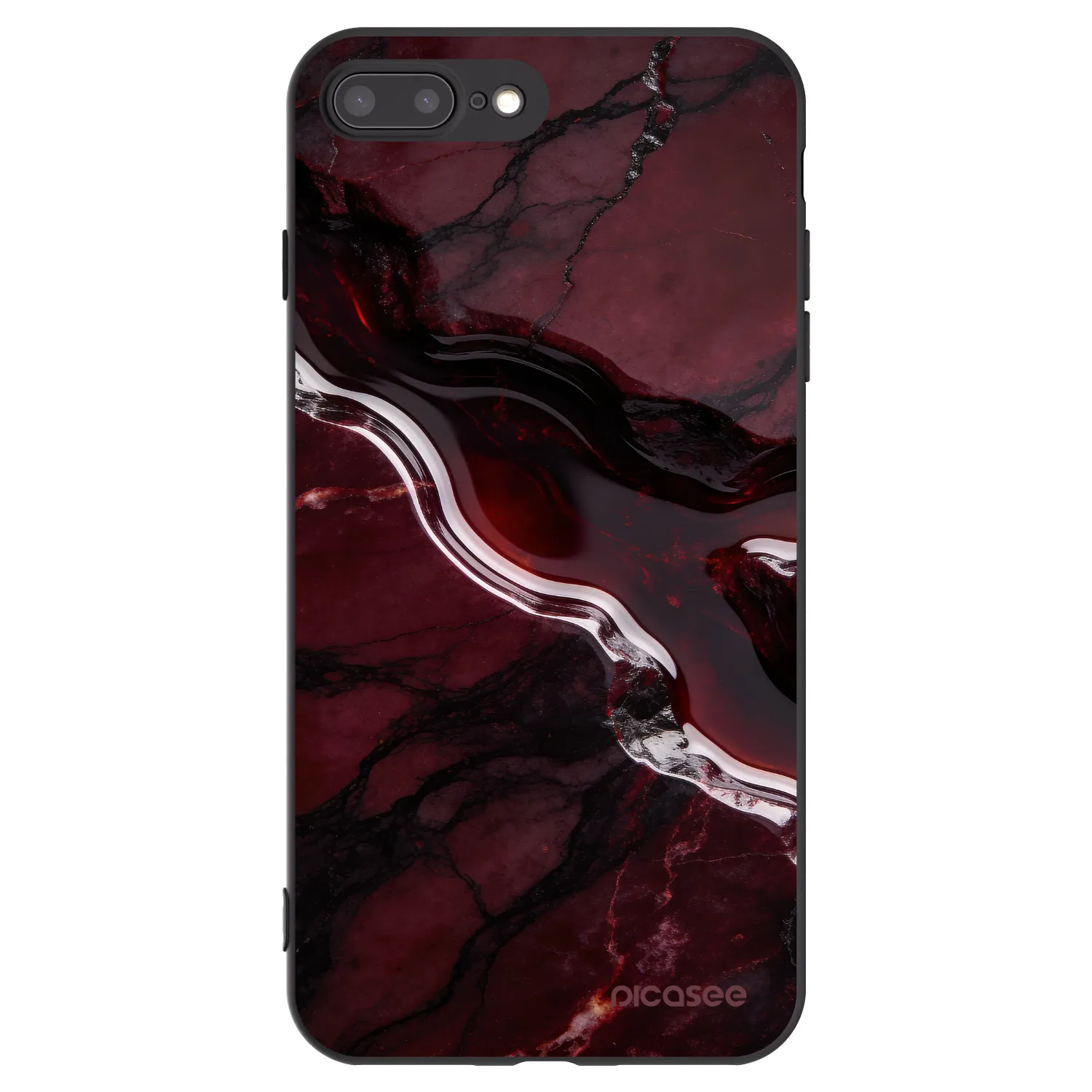 Picasee Apple iPhone 7 Plus Hülle - Schwarzes Silikon - Cherry stone