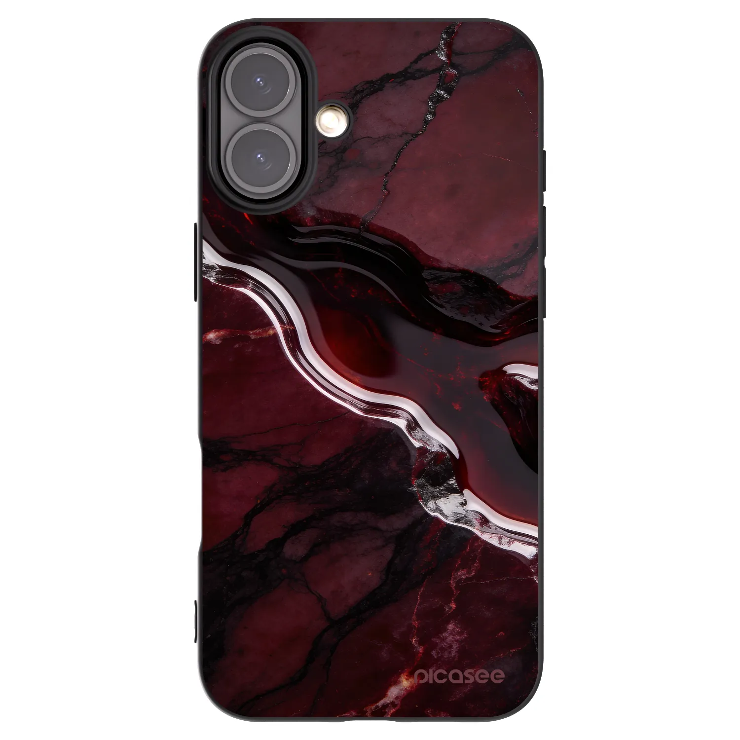 Picasee Apple iPhone 16 Plus Hülle - Schwarzes Silikon - Cherry stone