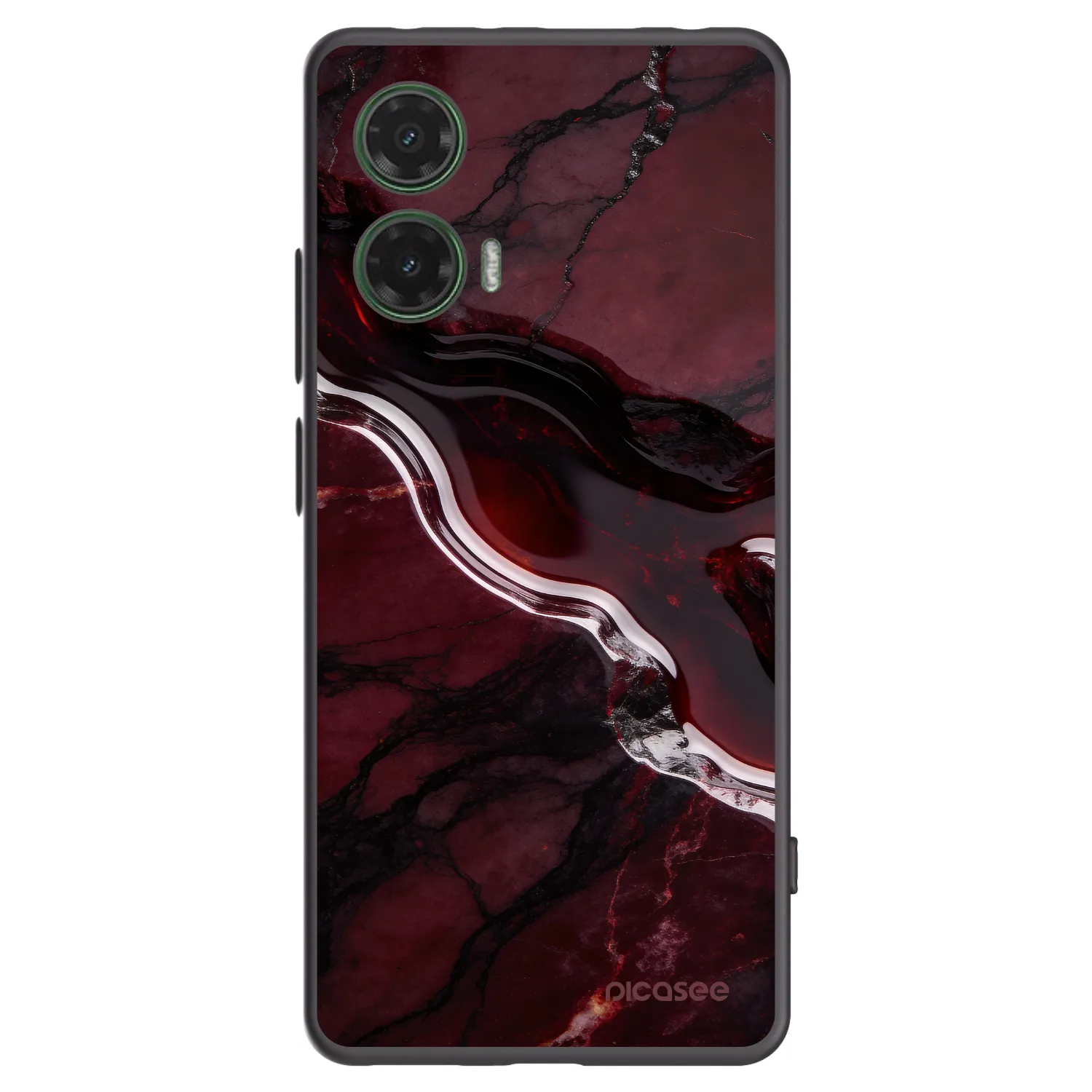 Picasee Motorola Moto G35 5G Hülle - Schwarzes Silikon - Cherry stone
