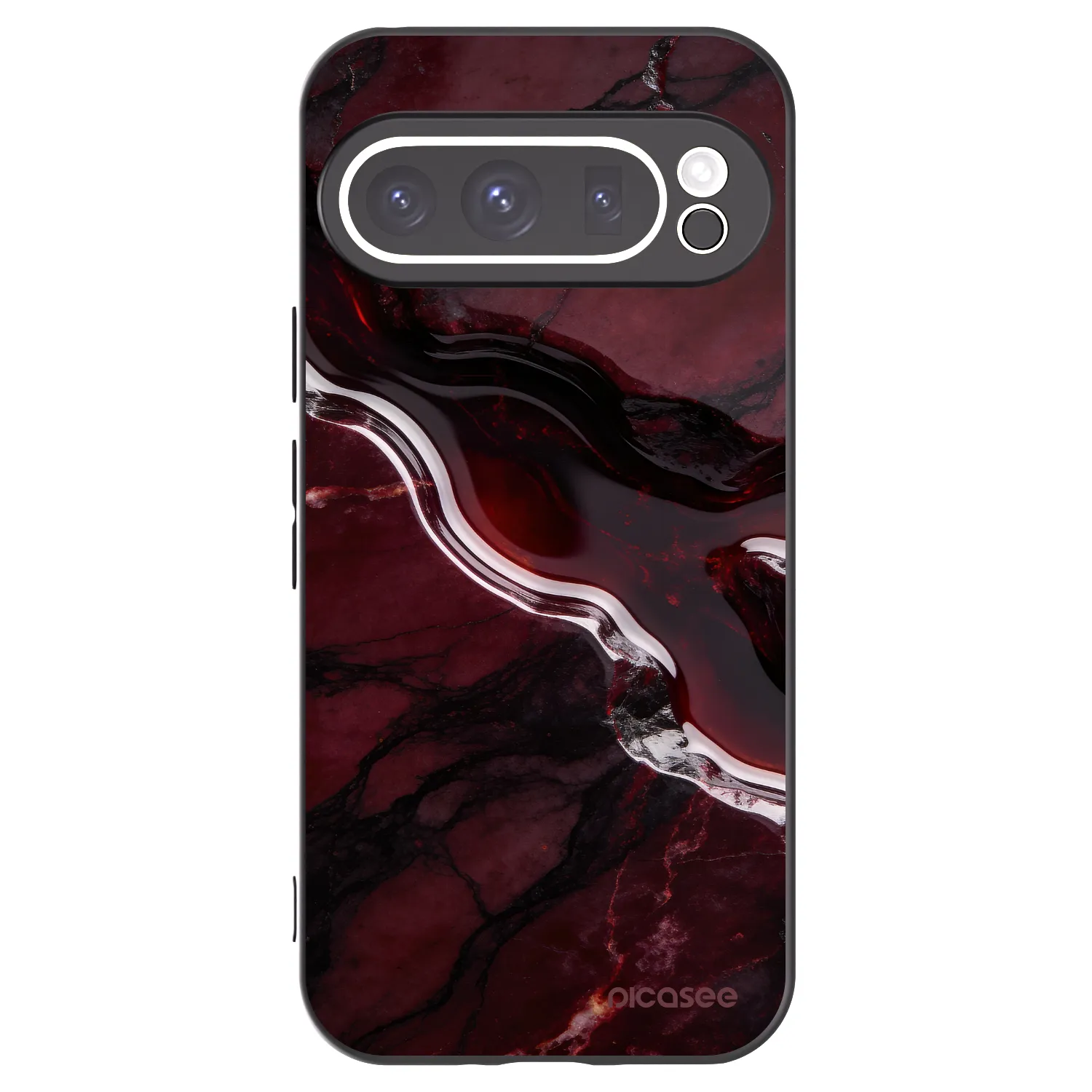 Picasee Google Pixel 9 Pro Hülle - Schwarzes Silikon - Cherry stone