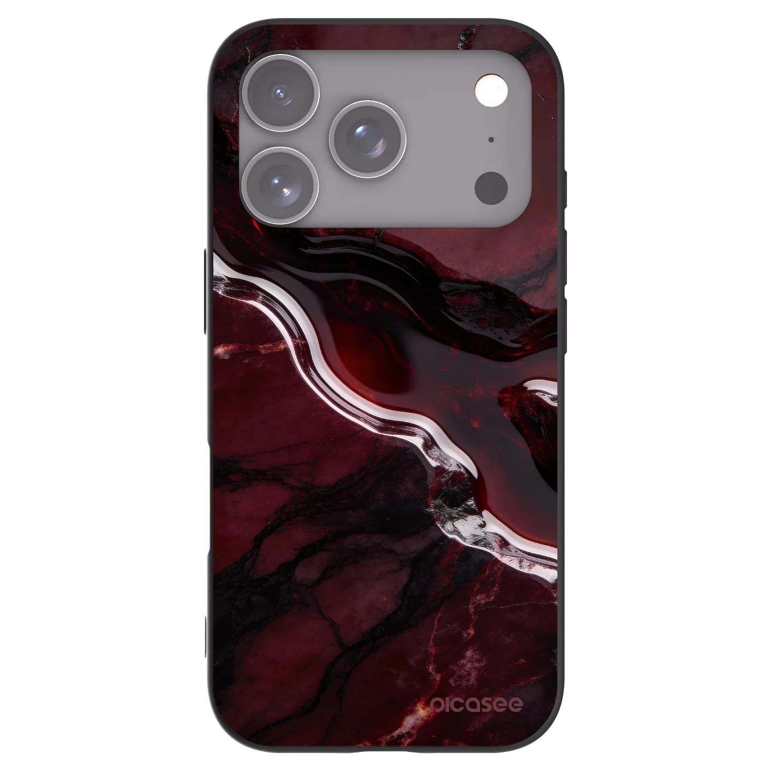 Picasee Apple iPhone 17 Pro Hülle - Schwarzes Silikon - Cherry stone