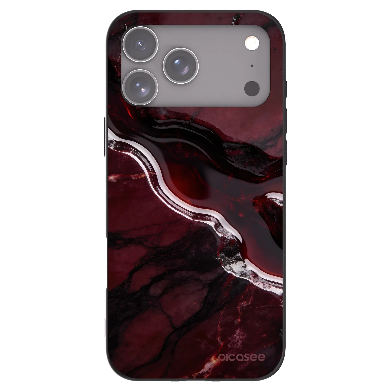 Picasee Apple iPhone 17 Pro Max Hülle - Schwarzes Silikon - Cherry stone
