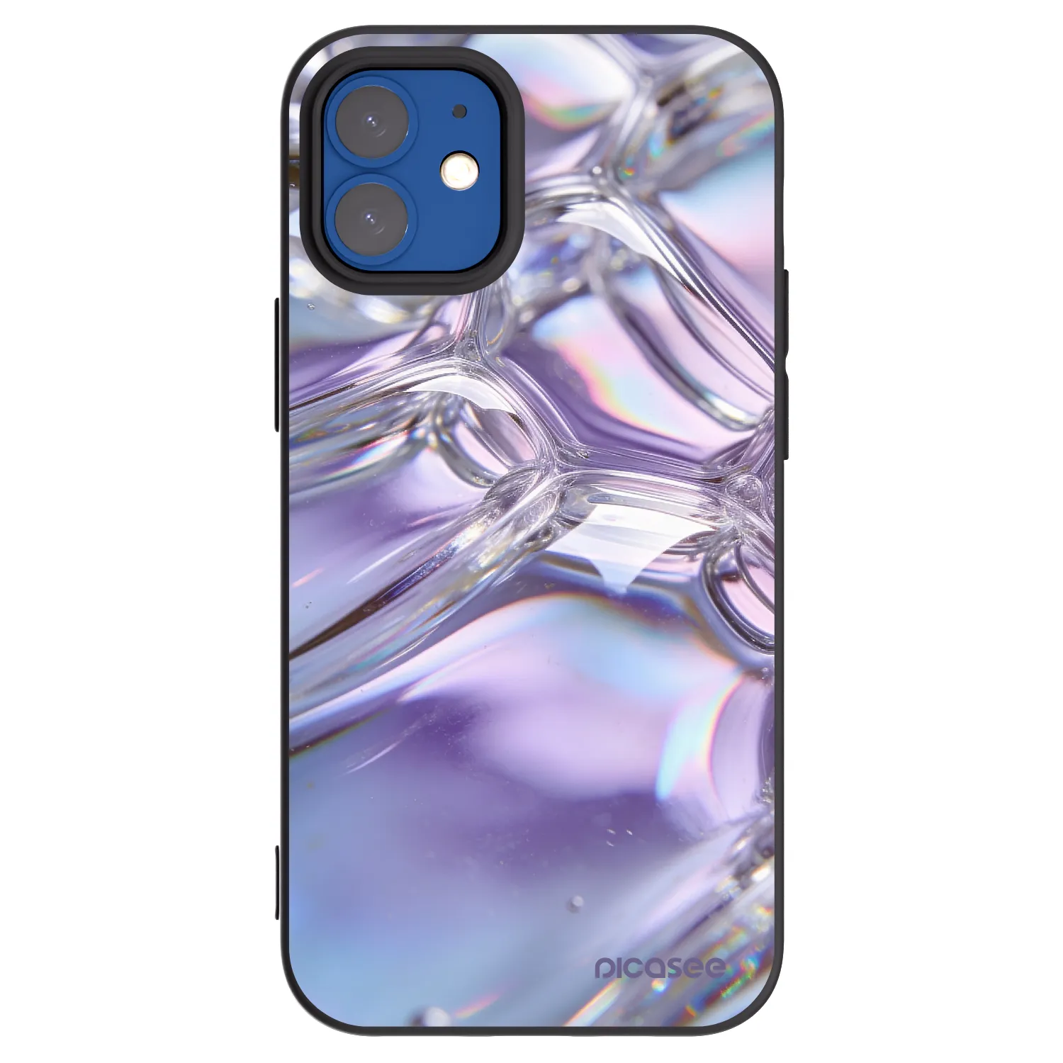 Picasee Apple iPhone 12 mini Hülle - Schwarzes Silikon - Iridescent bubbles