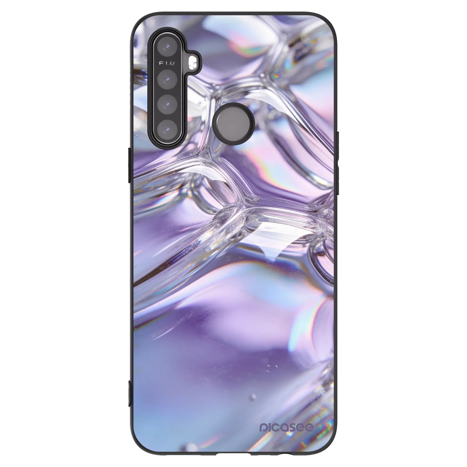 Picasee Realme 5 Hülle - Schwarzes Silikon - Iridescent bubbles
