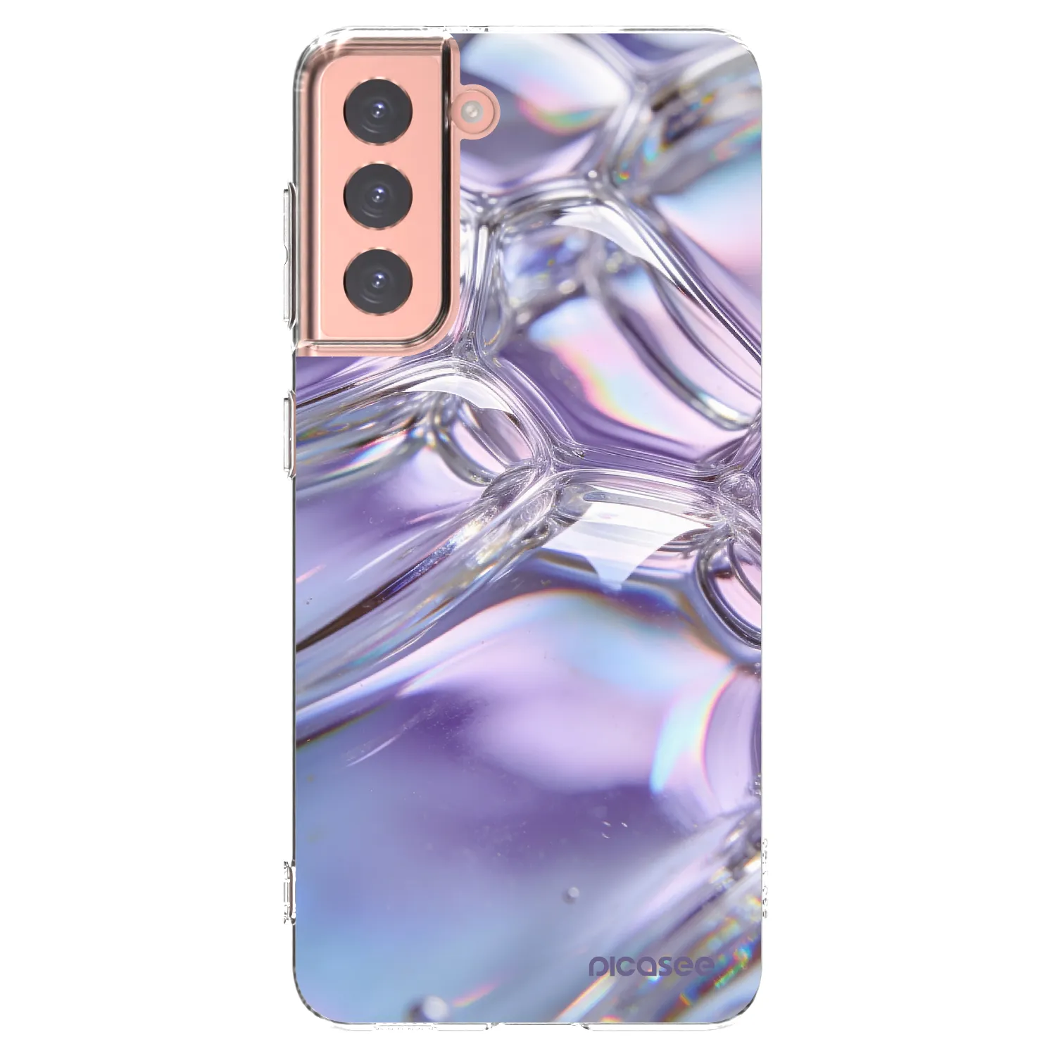 Picasee Samsung Galaxy S21 5G G991B Hülle - Transparentes Silikon - Iridescent bubbles