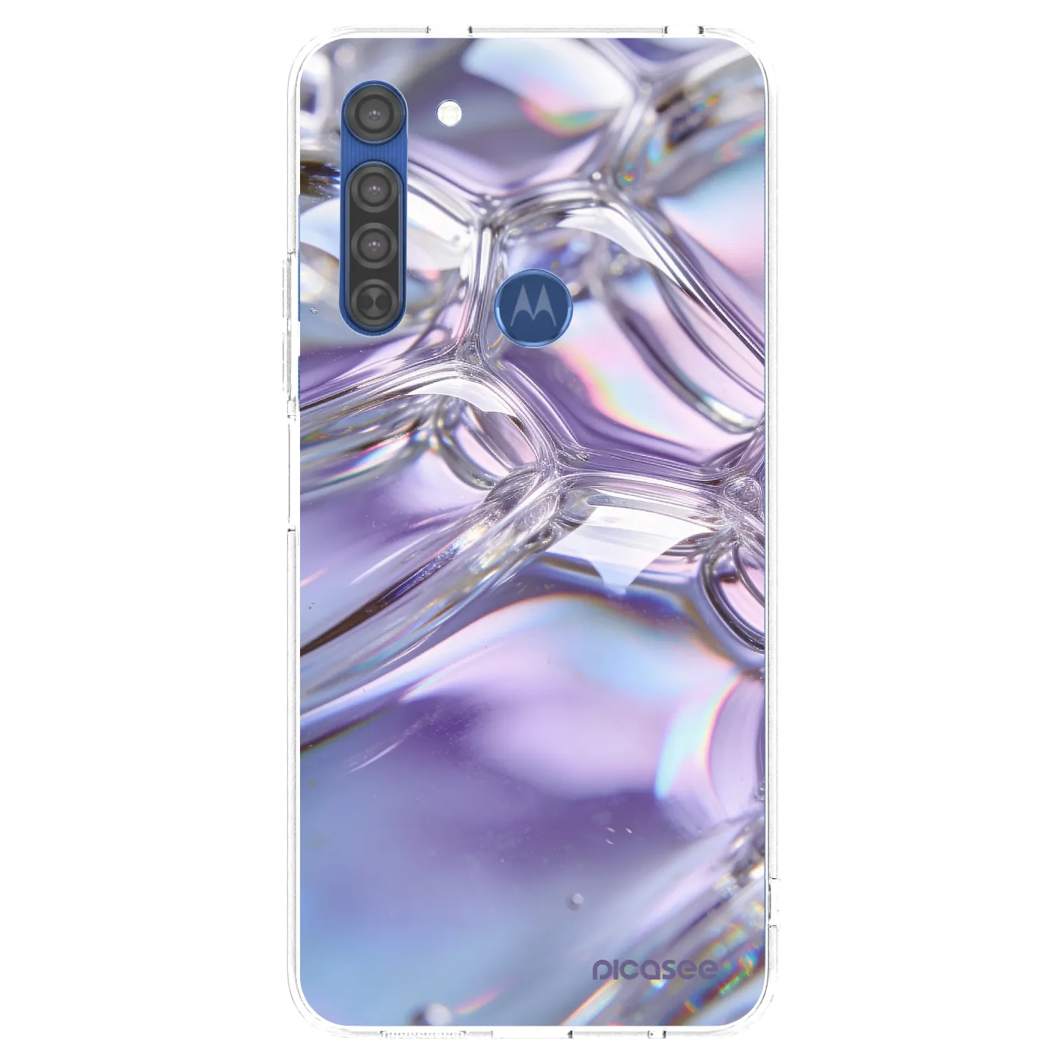 Picasee Motorola Moto G8 Hülle - Transparentes Silikon - Iridescent bubbles