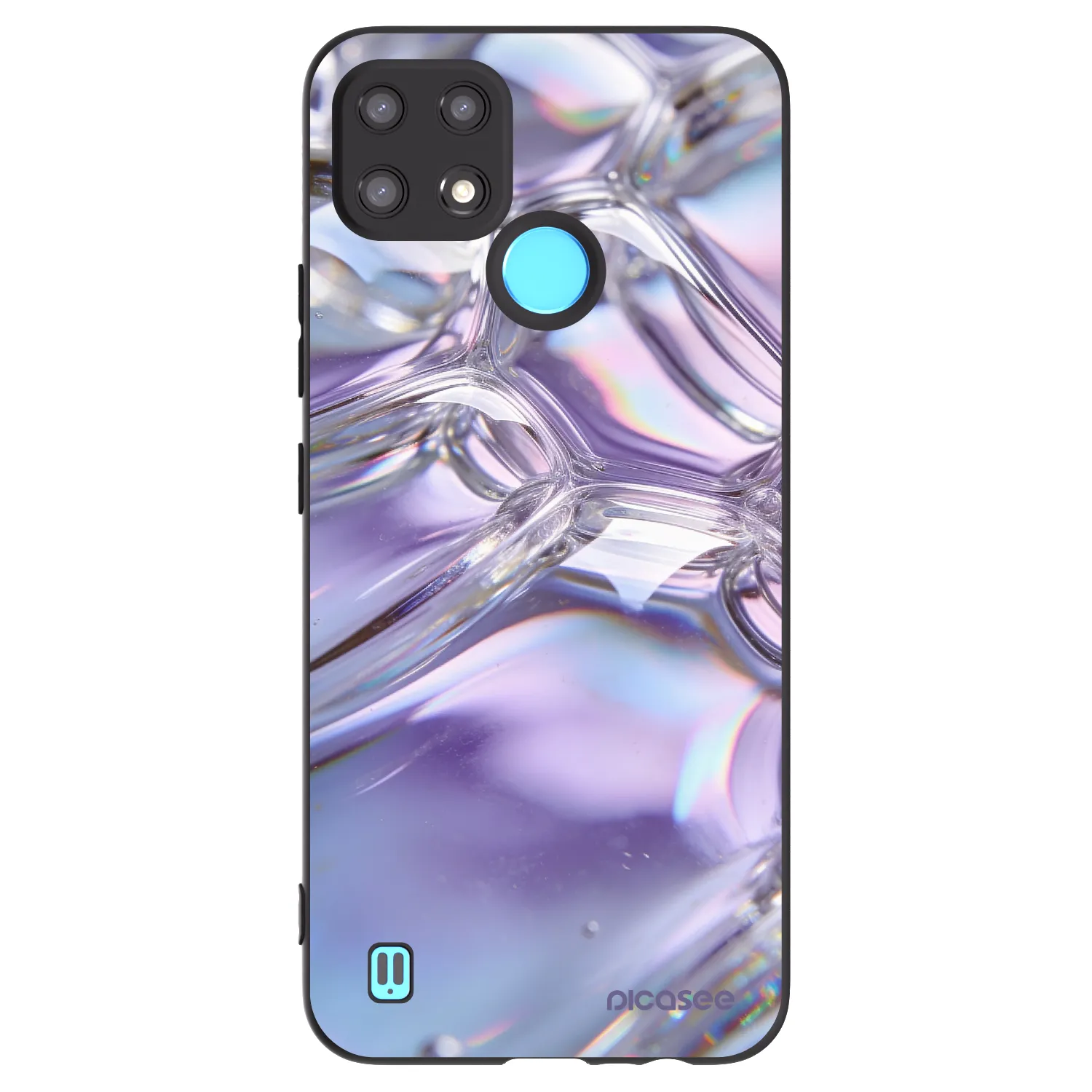 Picasee Realme C21 Hülle - Schwarzes Silikon - Iridescent bubbles