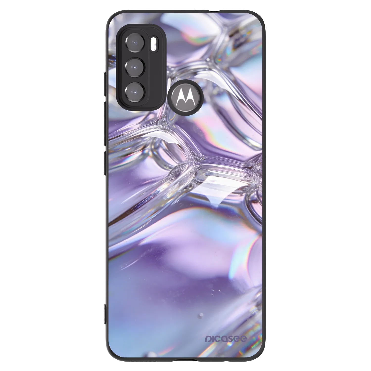 Picasee Motorola Moto G60 Hülle - Schwarzes Silikon - Iridescent bubbles