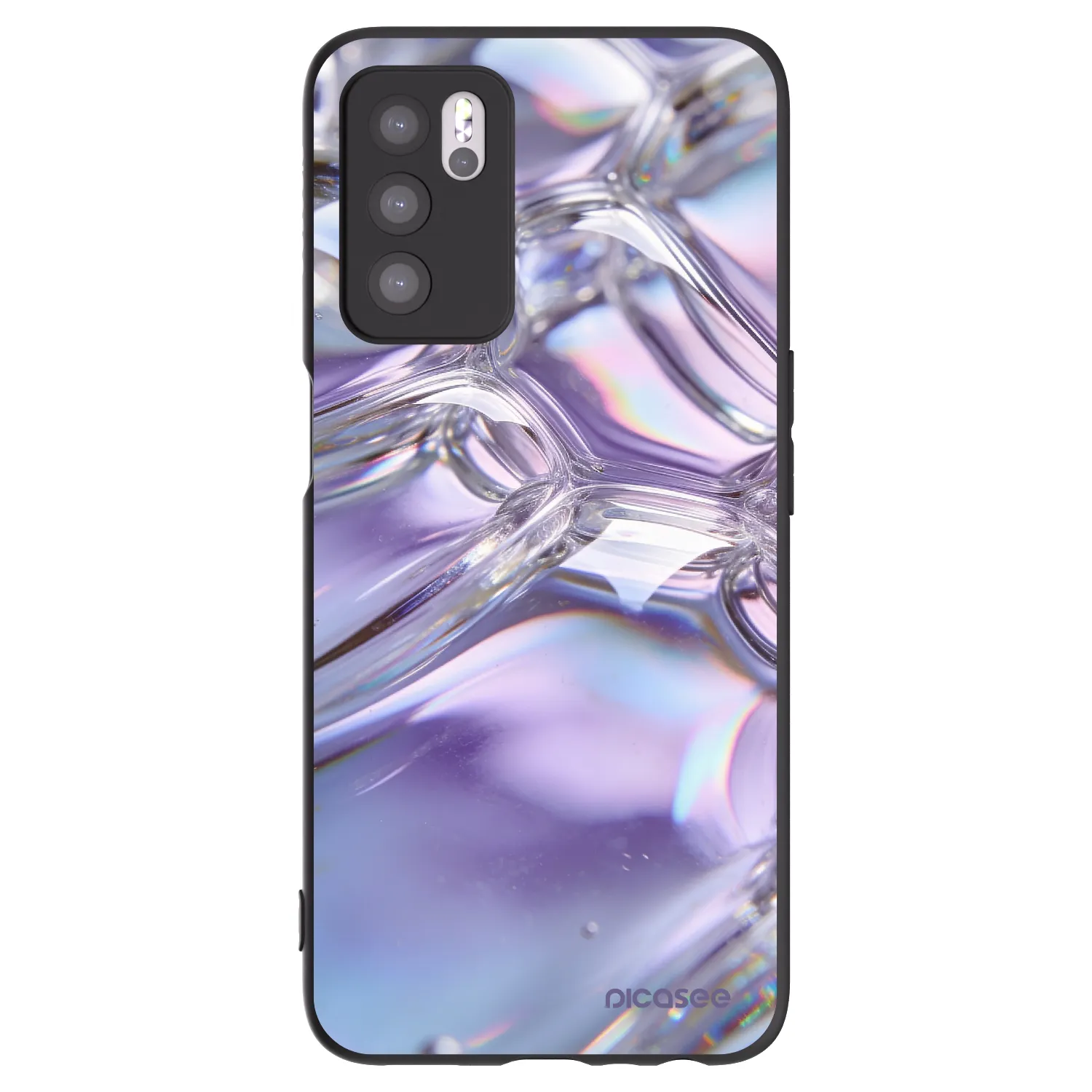 Picasee OPPO A16 Hülle - Schwarzes Silikon - Iridescent bubbles