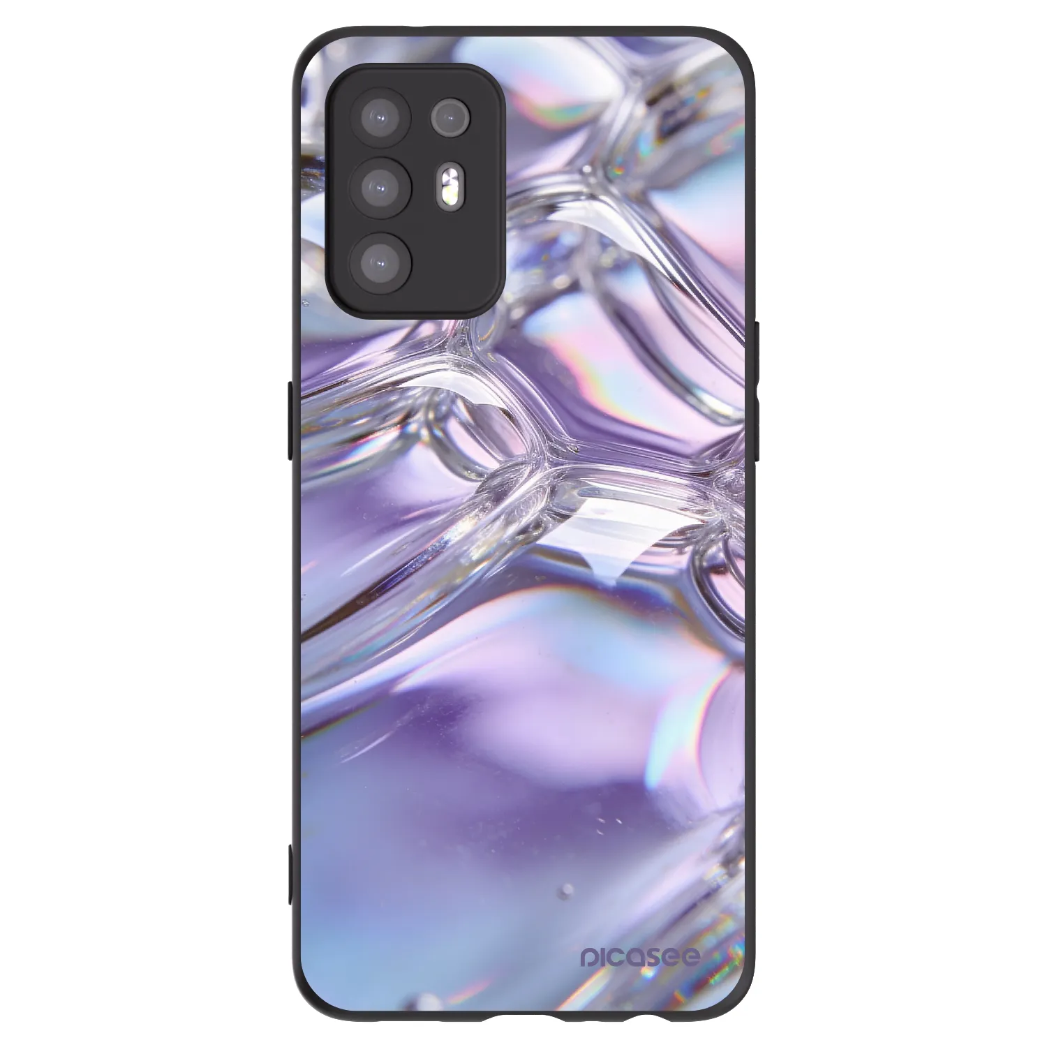 Picasee OPPO A94 5G Hülle - Schwarzes Silikon - Iridescent bubbles