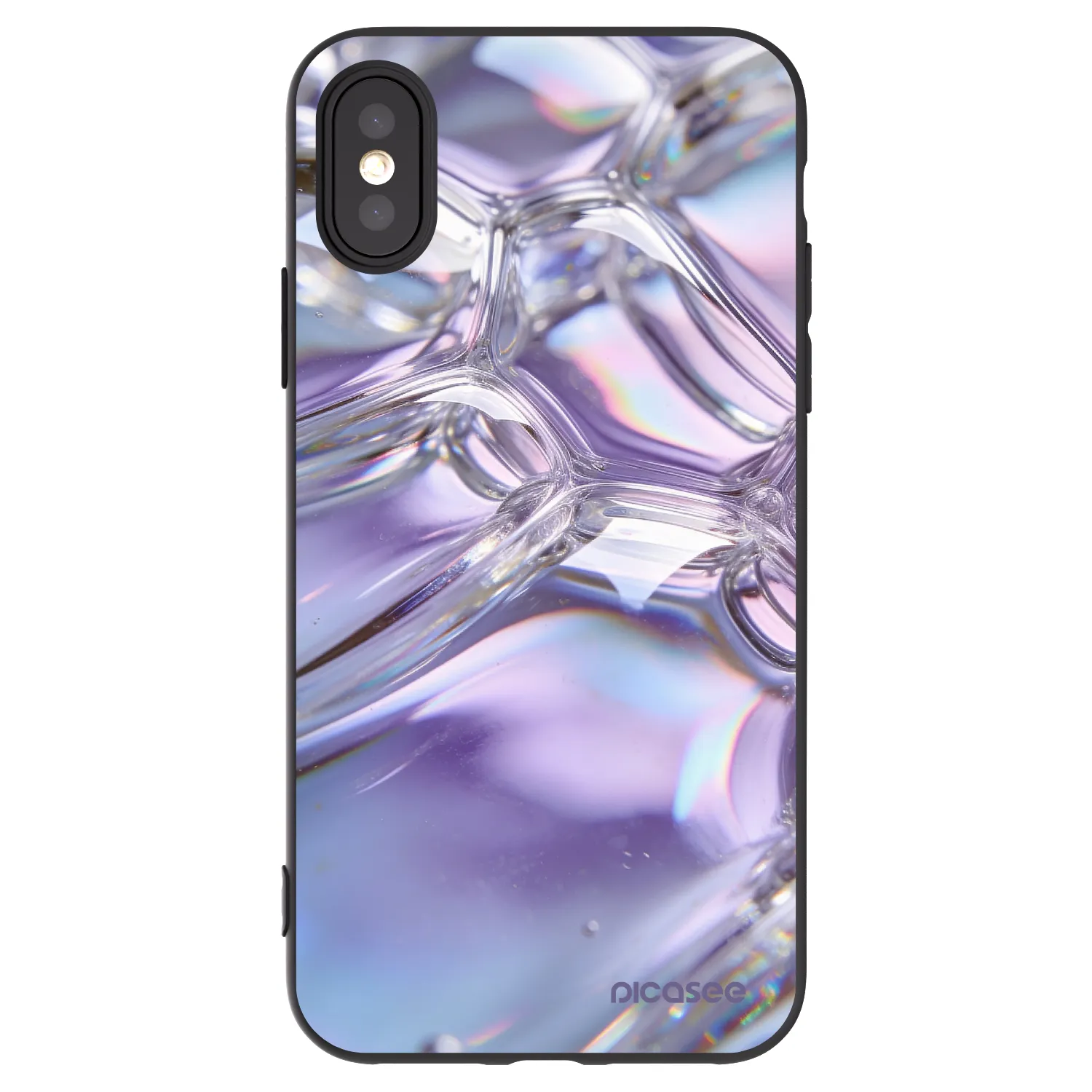 Picasee Apple iPhone X/XS Hülle - Schwarzes Silikon - Iridescent bubbles