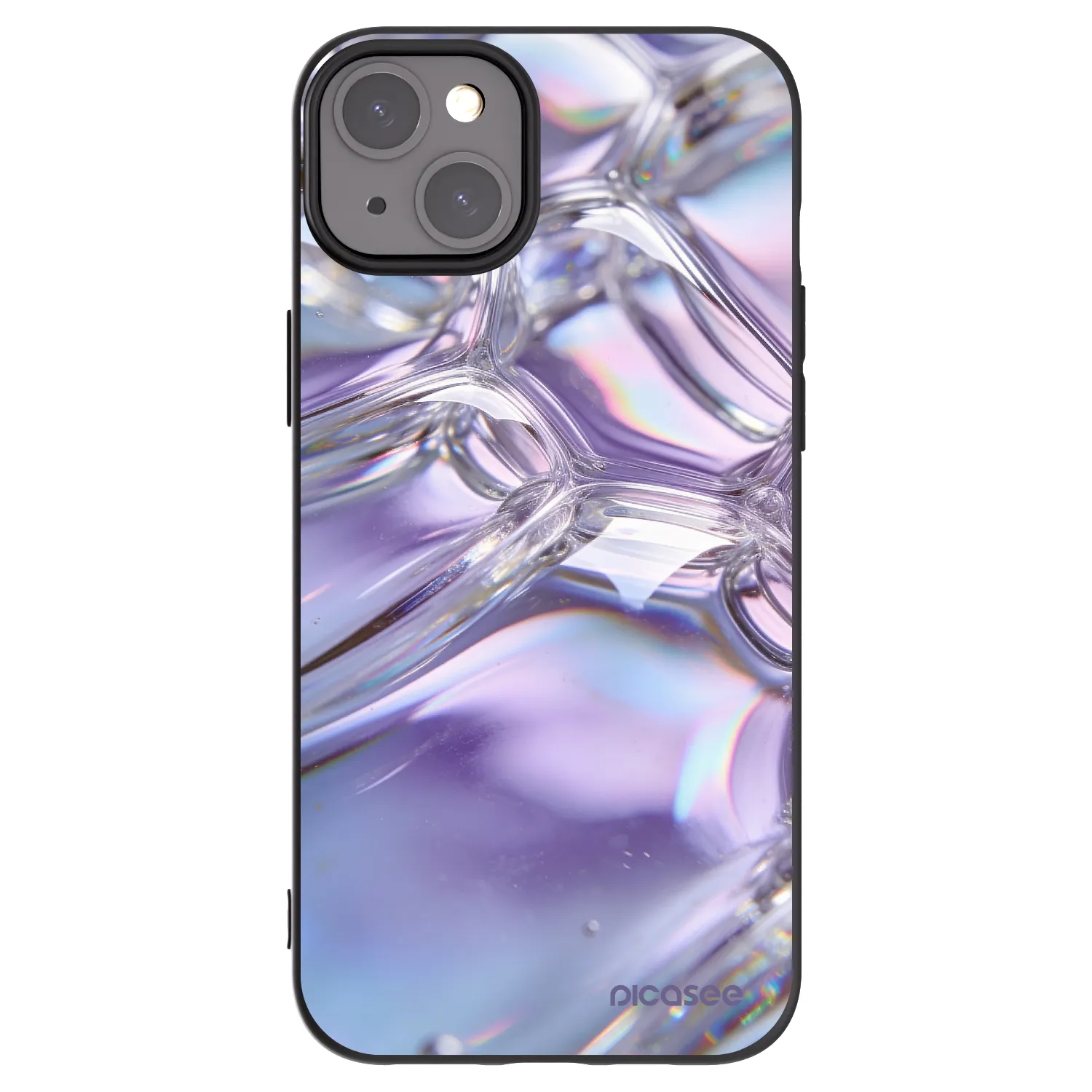 Picasee Apple iPhone 15 Plus Hülle - Schwarzes Silikon - Iridescent bubbles