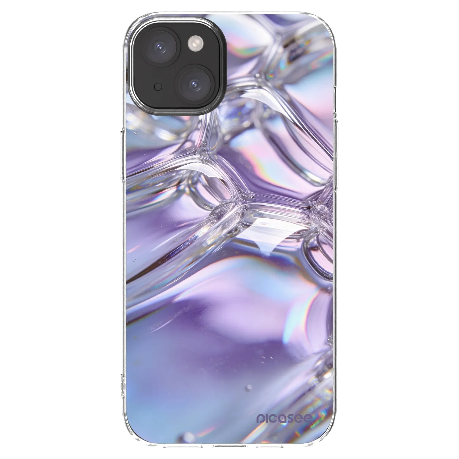 Picasee Apple iPhone 15 Plus Hülle - Transparentes Silikon - Iridescent bubbles