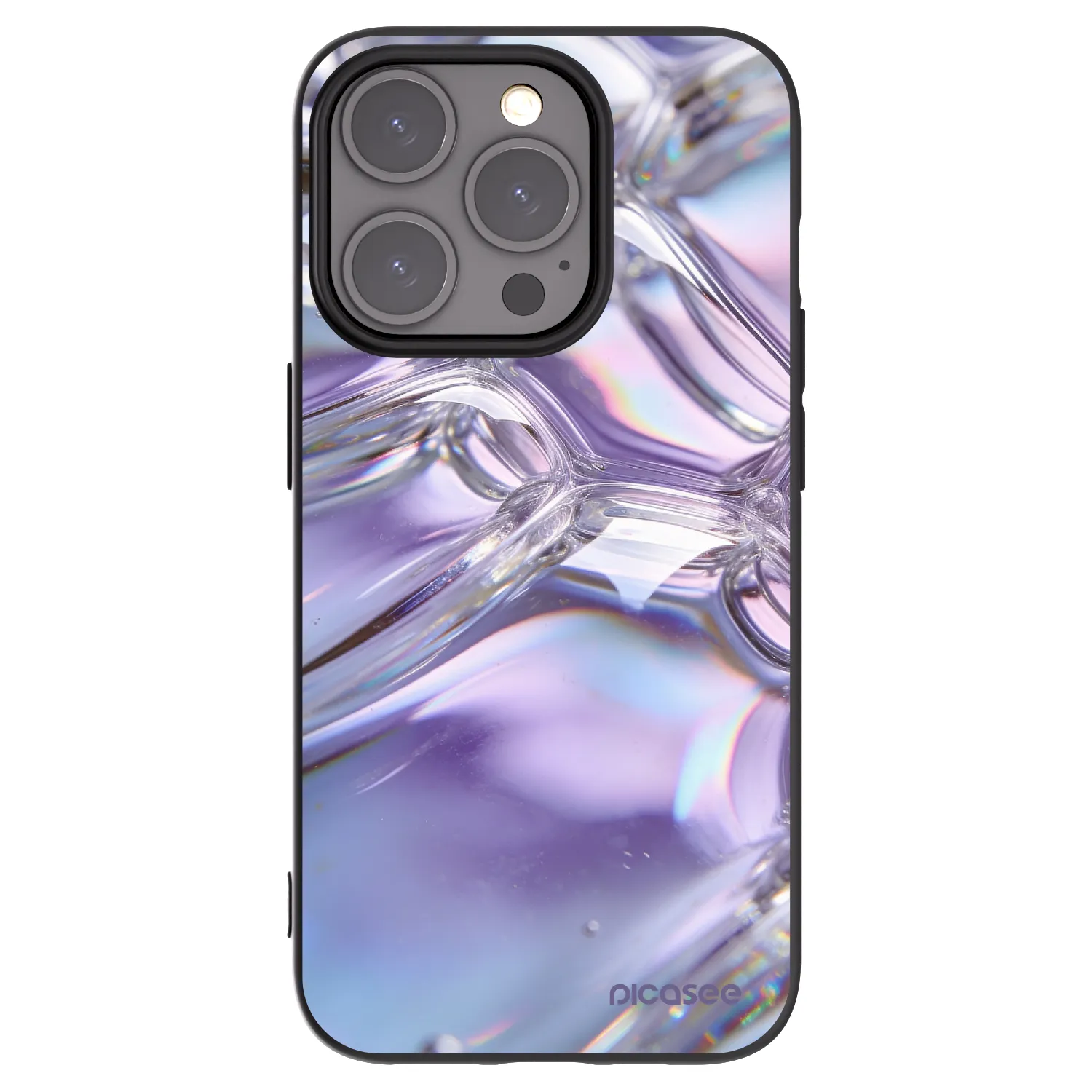 Picasee Apple iPhone 15 Pro Hülle - Schwarzes Silikon - Iridescent bubbles