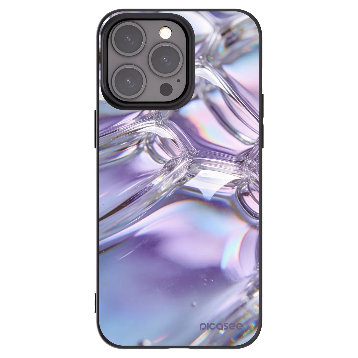 Picasee Apple iPhone 15 Pro Max Hülle - Schwarzes Silikon - Iridescent bubbles