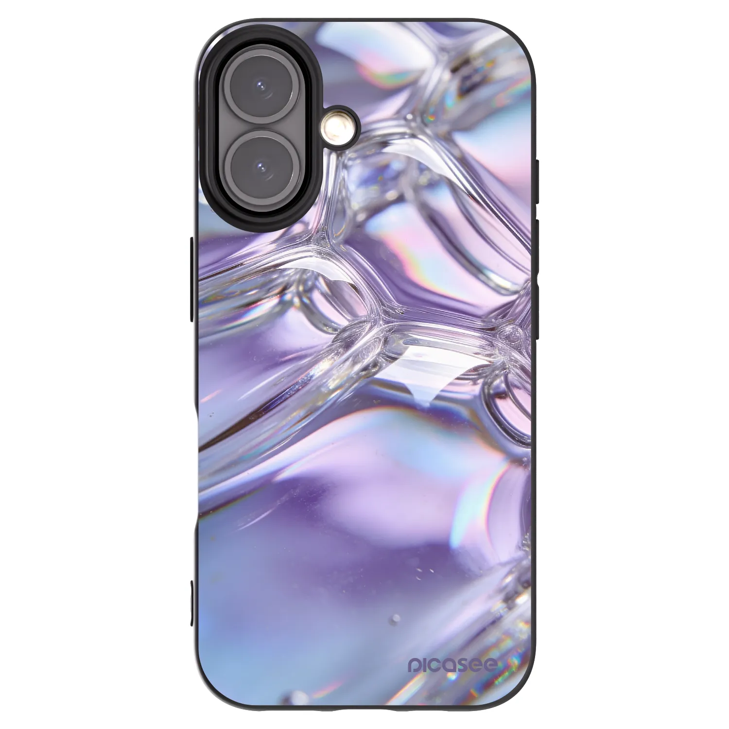 Picasee Apple iPhone 16 Hülle - Schwarzes Silikon - Iridescent bubbles