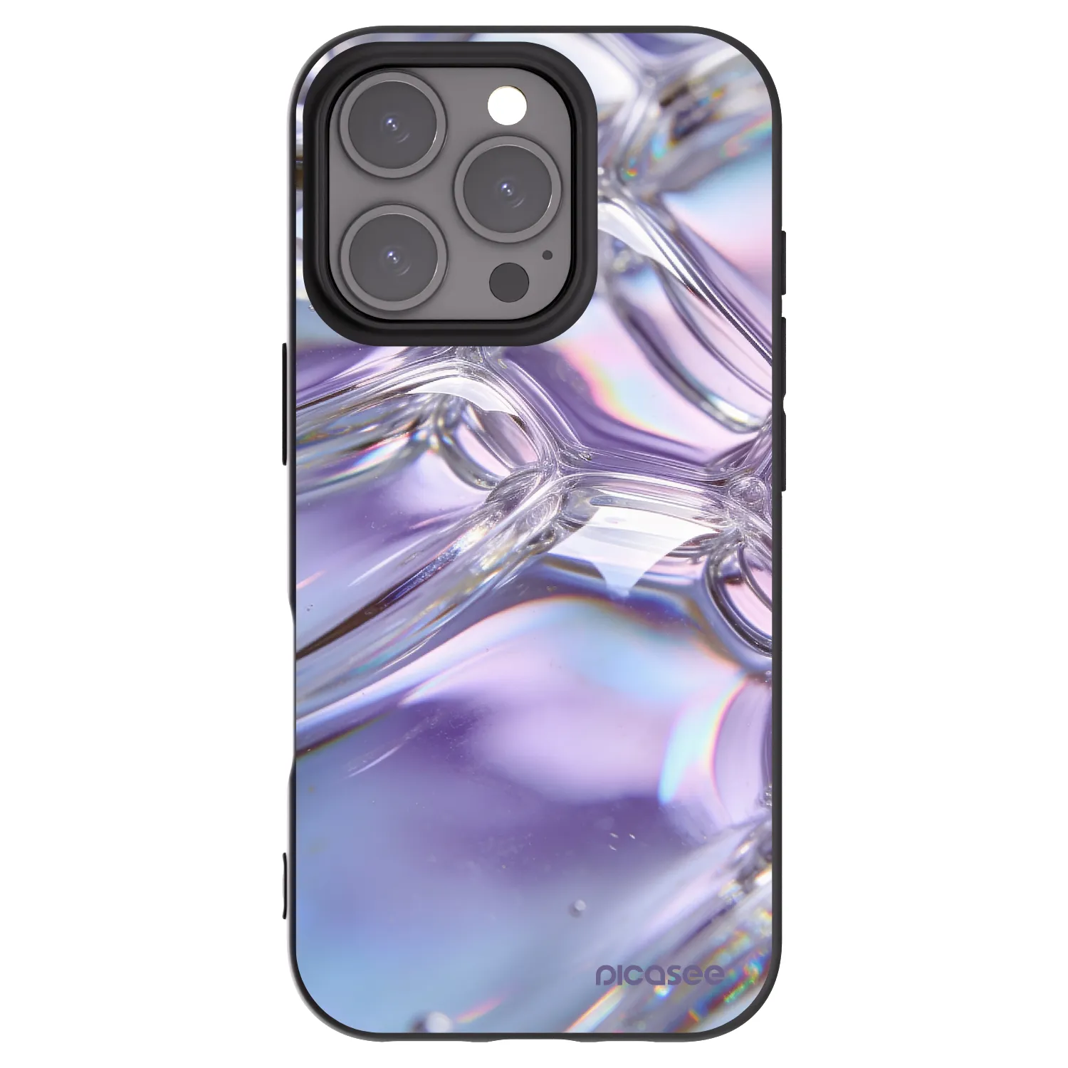 Picasee Apple iPhone 16 Pro Hülle - Schwarzes Silikon - Iridescent bubbles
