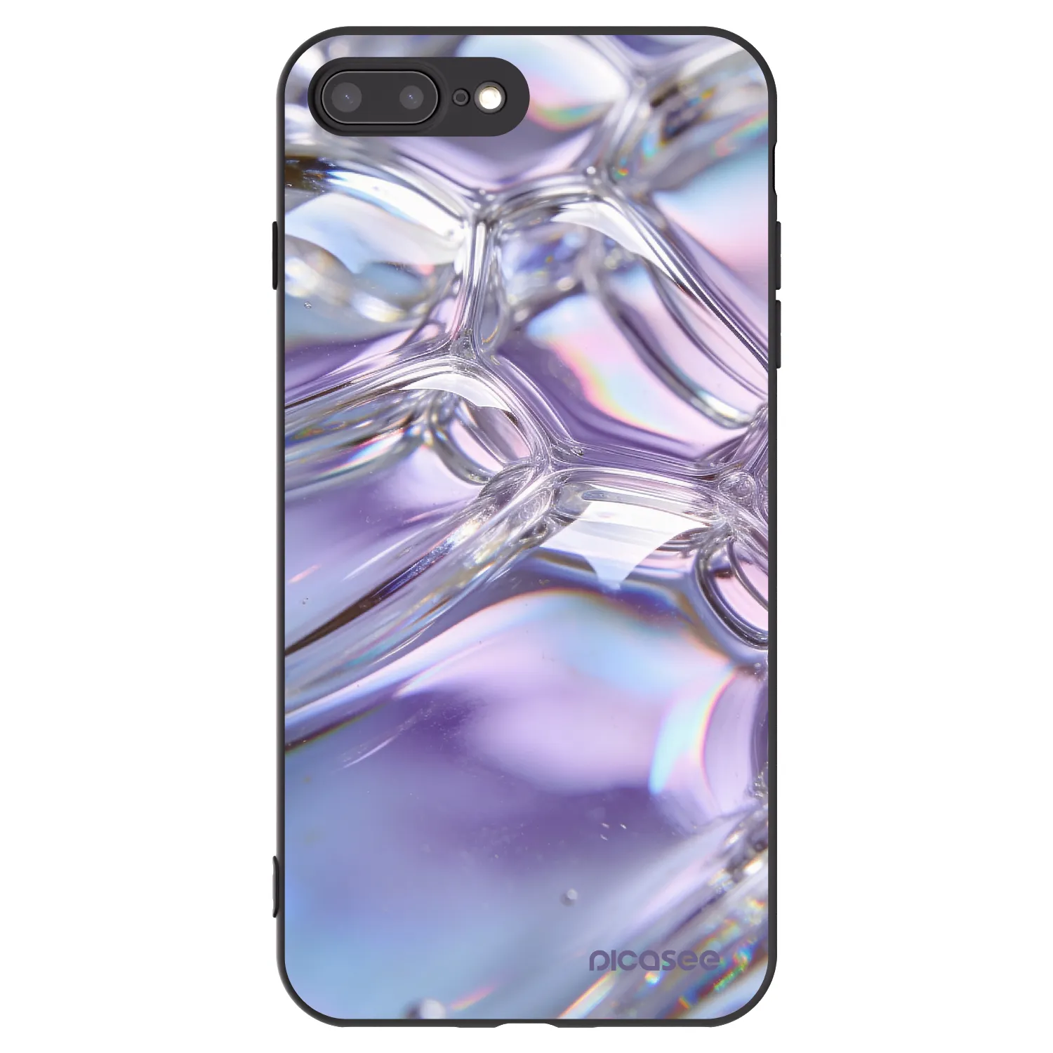 Picasee Apple iPhone 8 Plus Hülle - Schwarzes Silikon - Iridescent bubbles