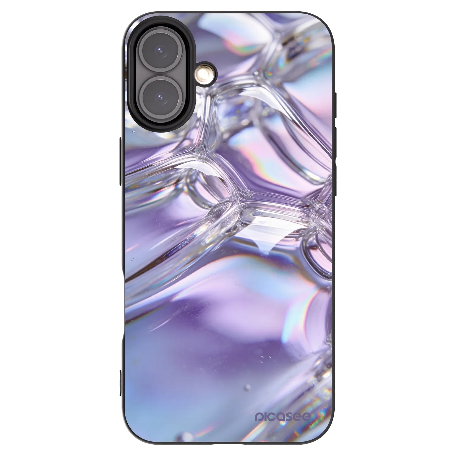 Picasee Apple iPhone 16 Plus Hülle - Schwarzes Silikon - Iridescent bubbles
