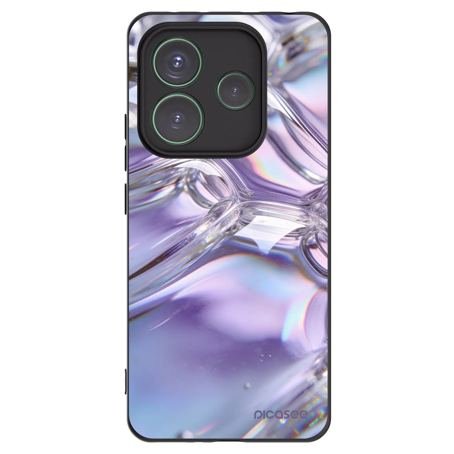 Picasee Xiaomi Redmi Note 14 5G Hülle - Schwarzes Silikon - Iridescent bubbles