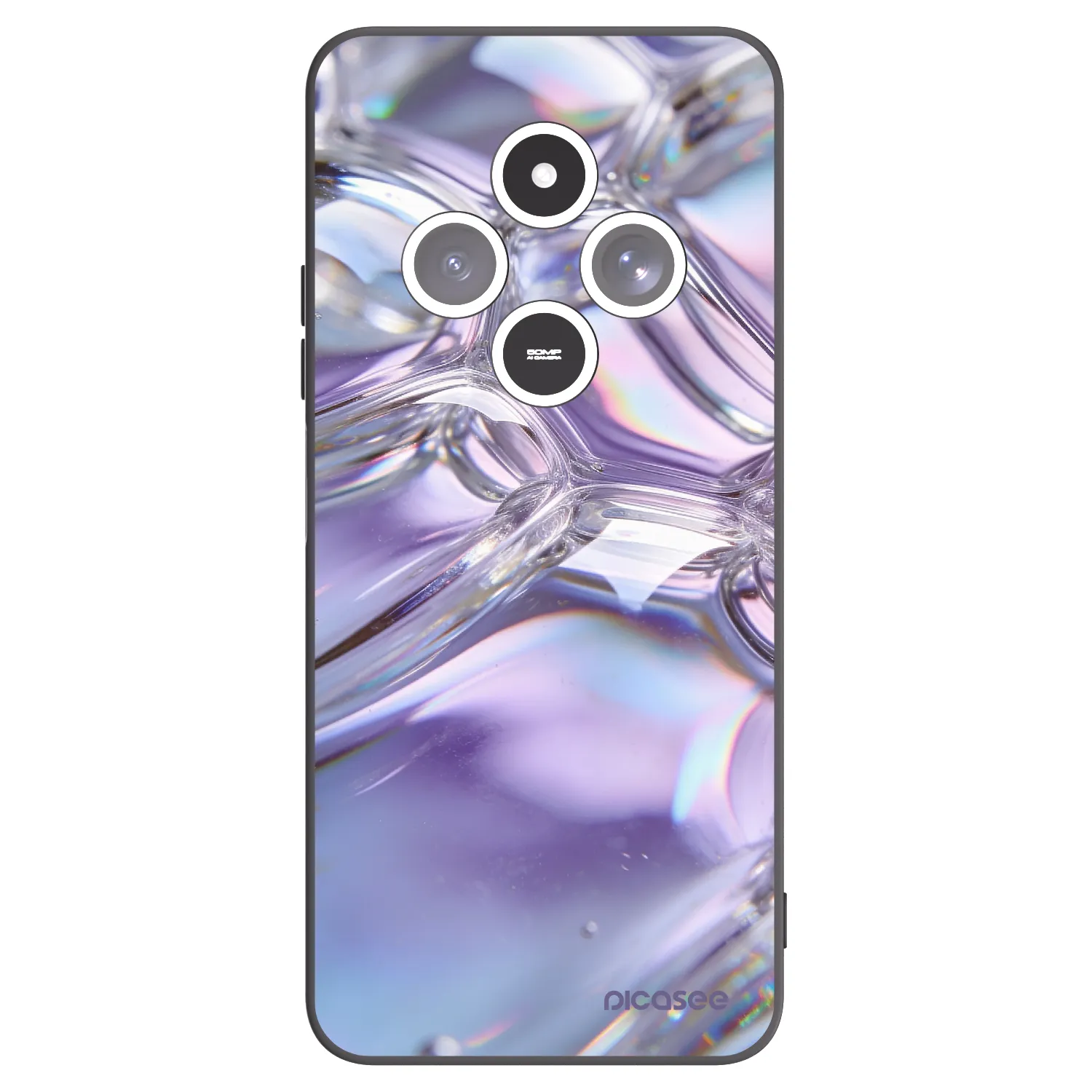Picasee Xiaomi Redmi 14C Hülle - Schwarzes Silikon - Iridescent bubbles