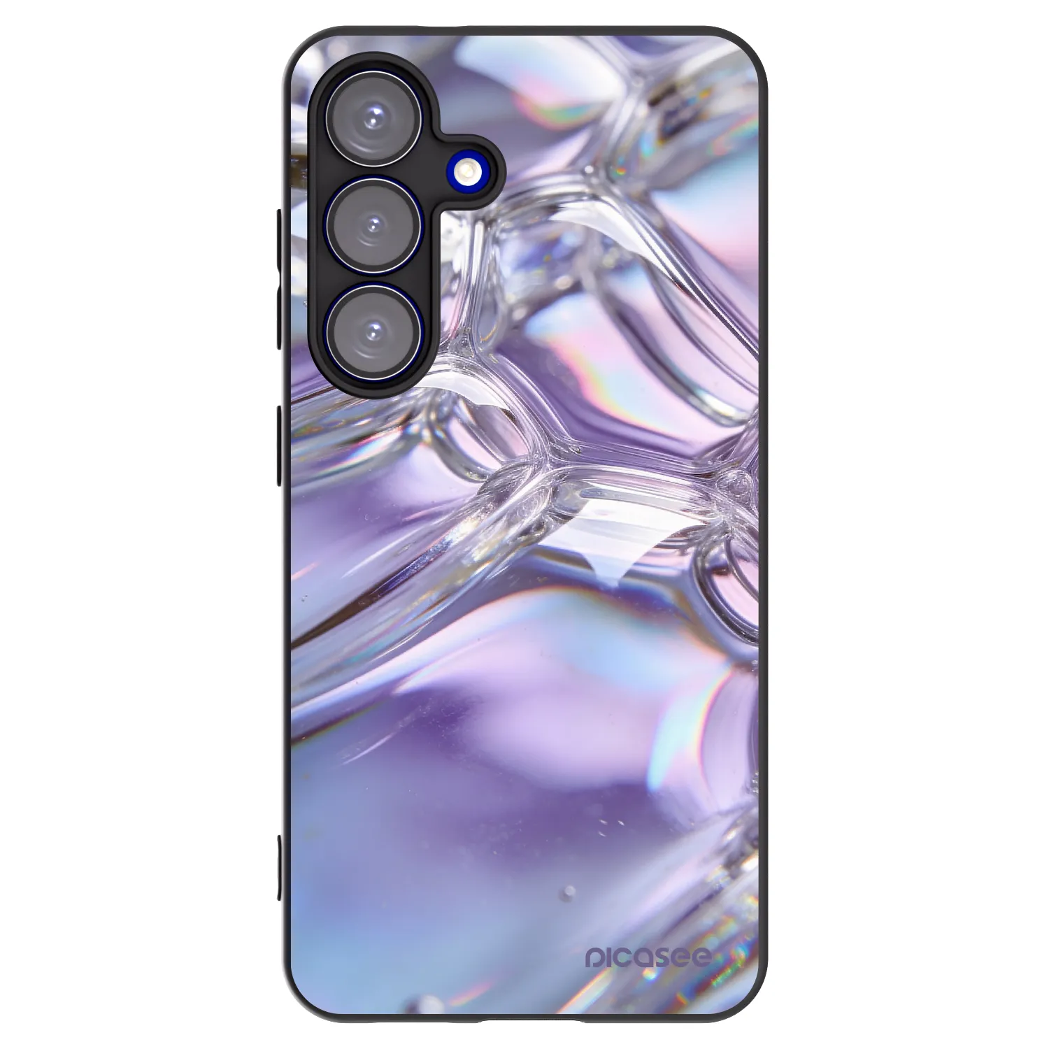 Picasee Samsung Galaxy S25 5G Hülle - Schwarzes Silikon - Iridescent bubbles
