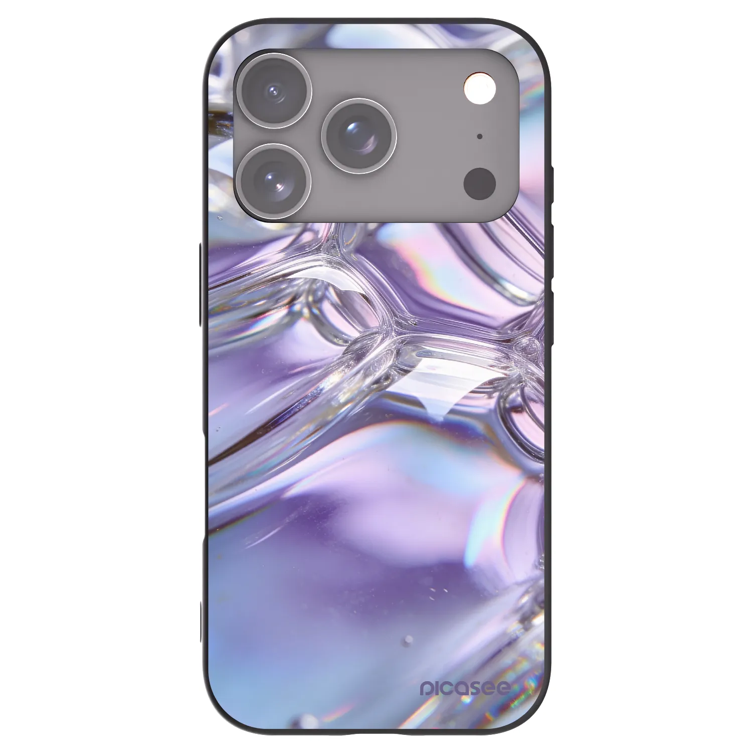 Picasee Apple iPhone 17 Pro Hülle - Schwarzes Silikon - Iridescent bubbles