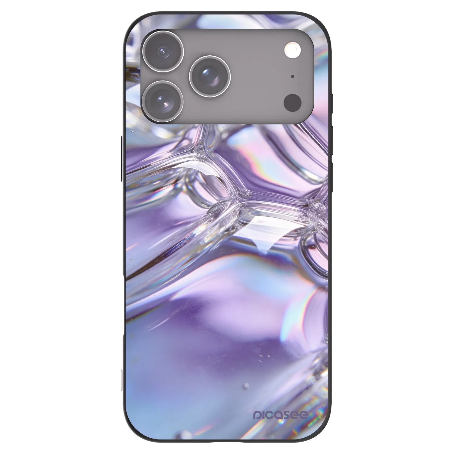Picasee Apple iPhone 17 Pro Max Hülle - Schwarzes Silikon - Iridescent bubbles
