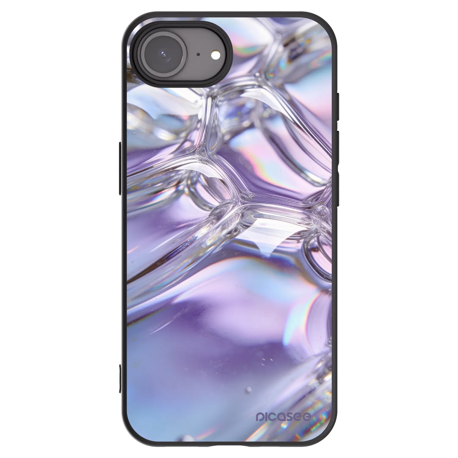 Picasee Apple iPhone 17e Hülle - Schwarzes Silikon - Iridescent bubbles