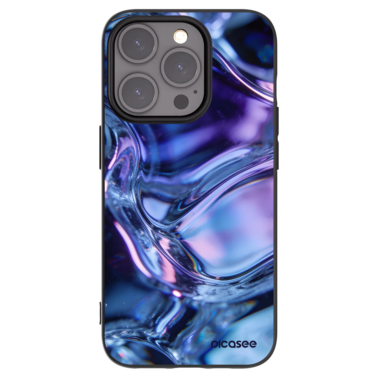 Picasee Apple iPhone 15 Pro Hülle - Schwarzes Silikon - Iris liquid