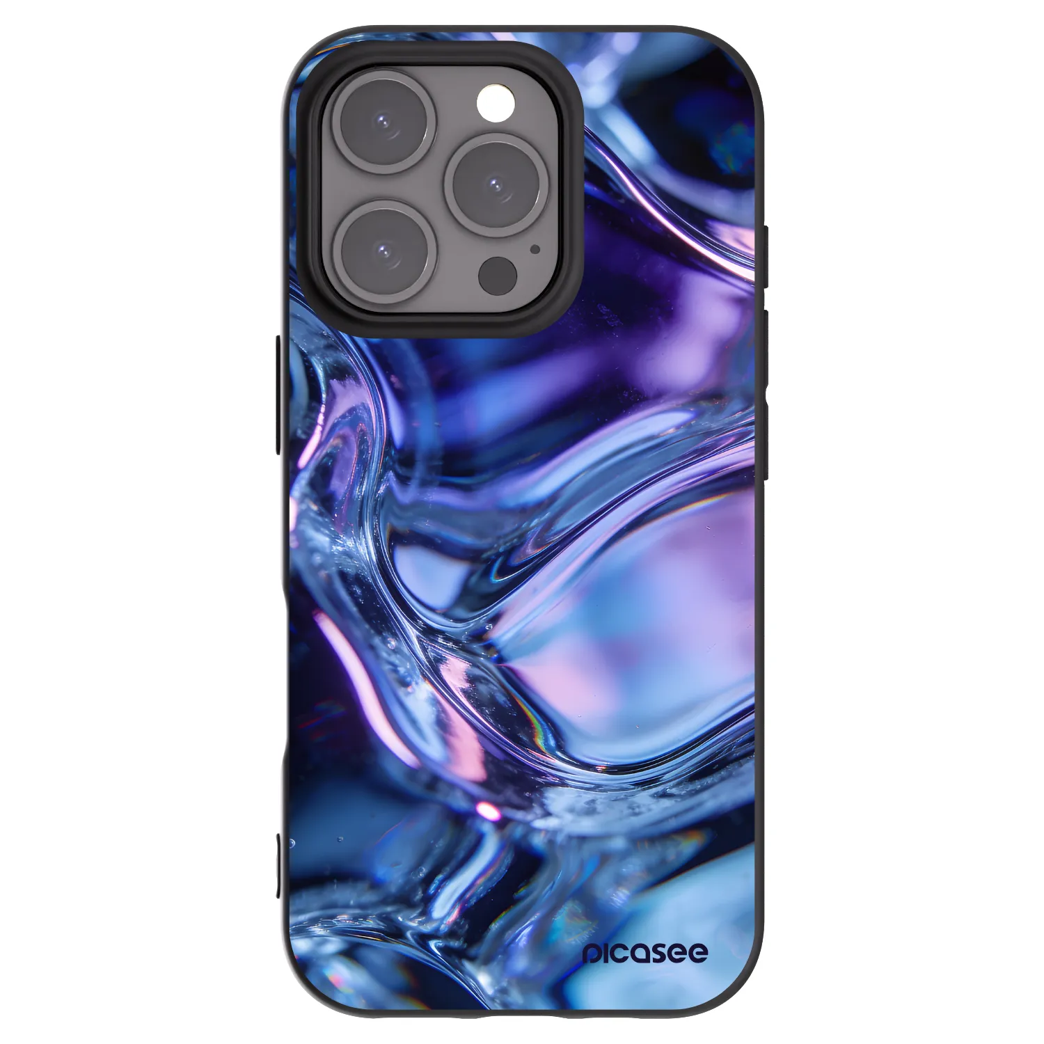 Picasee Apple iPhone 16 Pro Hülle - Schwarzes Silikon - Iris liquid