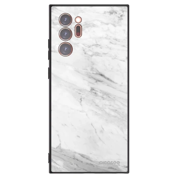 Picasee Samsung Galaxy Note 20 Ultra Hülle - Schwarzes Silikon - White marble