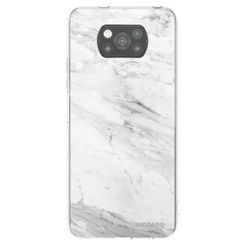 Picasee Xiaomi Poco X3 Hülle - Schwarzes Silikon - White marble