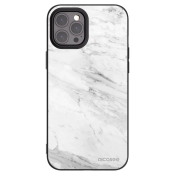Picasee Apple iPhone 12 Pro Max Hülle - Schwarzes Silikon - White marble
