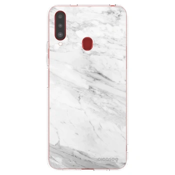 Picasee Samsung Galaxy A20s Hülle - Transparentes Silikon - White marble