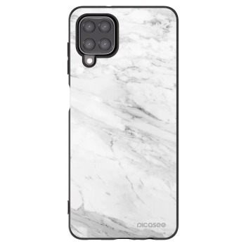 Picasee Samsung Galaxy A12 A125F Hülle - Schwarzes Silikon - White marble