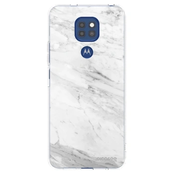 Picasee Motorola Moto G9 Play Hülle - Transparentes Silikon - White marble
