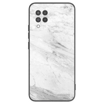 Picasee Samsung Galaxy A42 A426B Hülle - Schwarzes Silikon - White marble