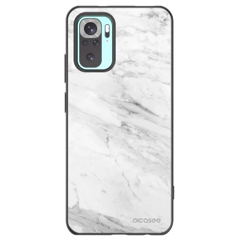 Picasee Xiaomi Redmi Note 10 Pro Hülle - Schwarzes Silikon - White marble